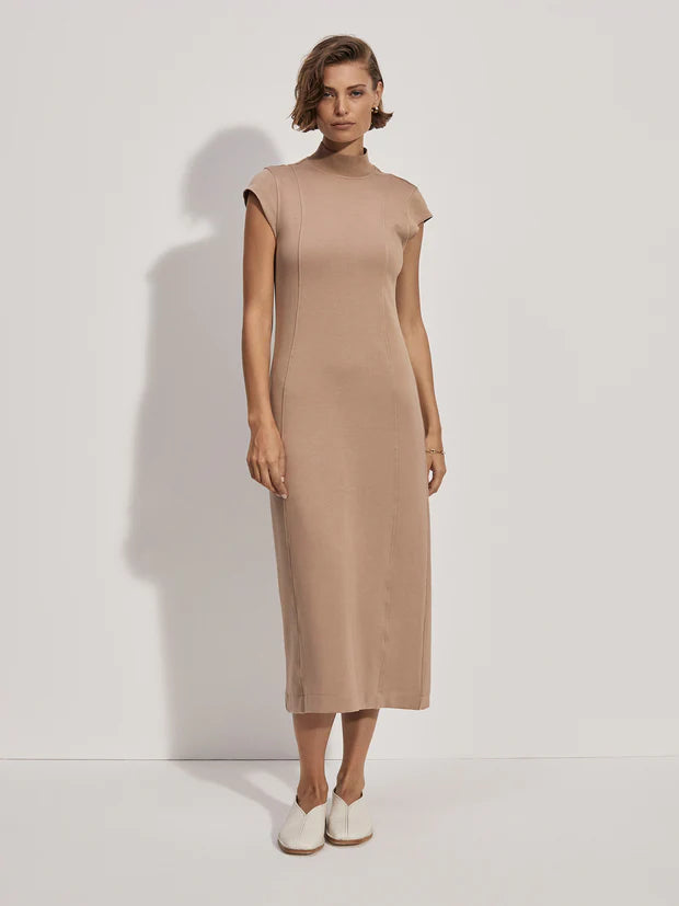 varley midi dress Varley Maeve Rib Knit Midi Dress - Warm Taupe